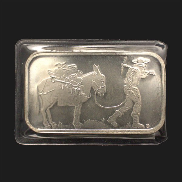 SilverTowne 1 Ounce Silver Retro Prospector Design Bar! Silver NEW .999 1 Troy oz