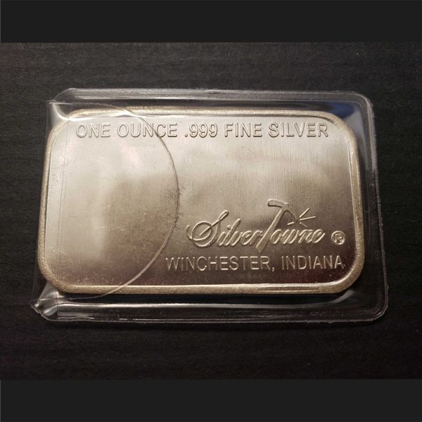 SilverTowne 1 Ounce Silver Retro Prospector Design Bar! Silver NEW .999 1 Troy oz