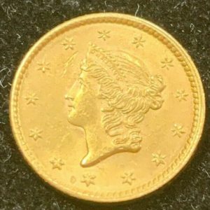 1852 Type 1 $1 Gold Liberty Head Brilliant UNC Coin