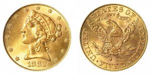 1882 S $5 Liberty Head Half Eagle - Gold - MS61 Certified! Coin
