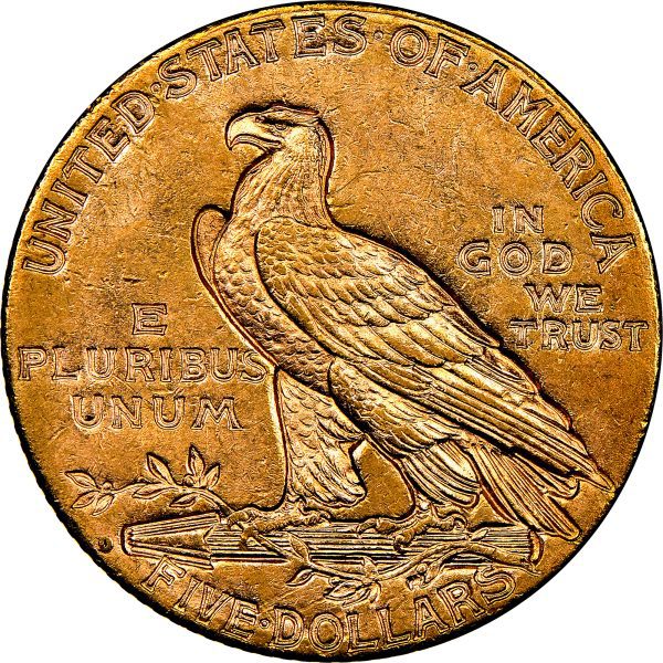 1909 D $5 Indian Head Half Eagle Gold Certified MS62 Coin