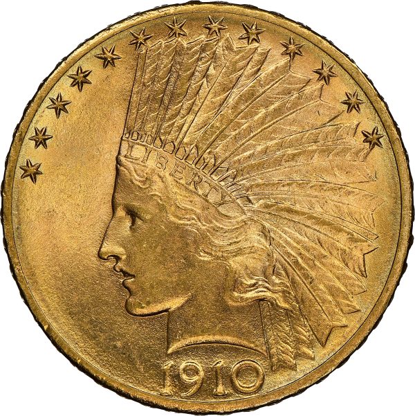 1910 D $10 Indian Head Eagle Gold Brilliant UNC Coin