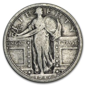 1917 Type 1 Standing Liberty Quarter Dollar VF25 Coin