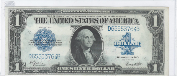 1923 $1 Large Size Silver Certificate United States Crisp UNC UNC G. Washington Note