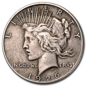 1926 $1 Peace Dollar Silver AU53 Coin