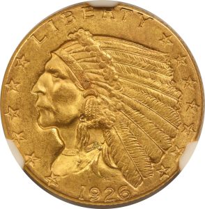 1926 $2.50 Indian Head Quarter Eagle Gold MS64 Certified Coin