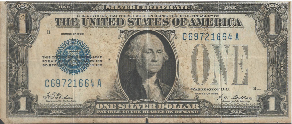 1928 $1 Silver Certificate G G. Washington Note