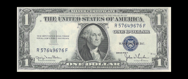 1935 D $1 Silver Certificate Crisp UNC G. Washington Note