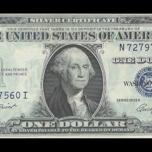 1935 E $1 Silver Certificate Crisp Unc G Washington Note
