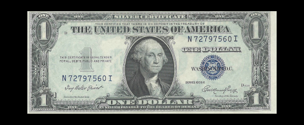 1935 E $1 Silver Certificate Crisp Unc G Washington Note