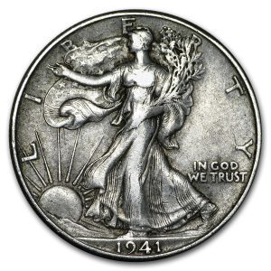 1941 D $0.50 Walking Liberty Half Dollar XF45 Coin