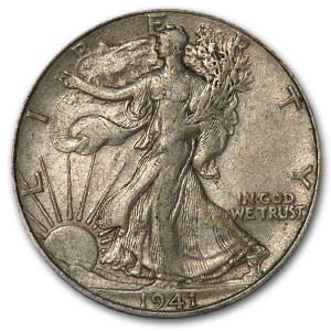 1941 $0.50 Walking Liberty Half Dollar XF45 Coin