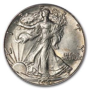1942 $0.50 Walking Liberty Half Dollar AU58 Coin
