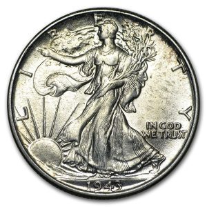 1943 $0.50 Walking Liberty Half Dollar AU53 Coin