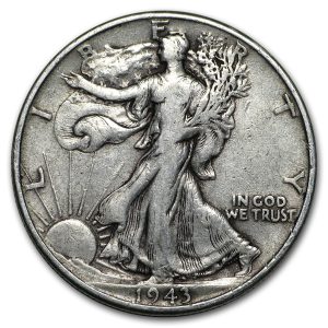 1943 $0.50 Walking Liberty Half Dollar XF45 Coin
