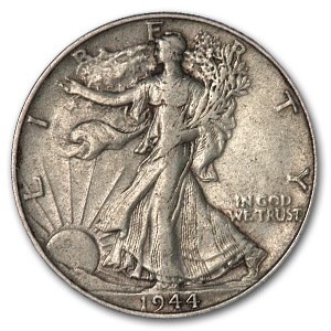 1944 $0.50 Walking Liberty Half Dollar XF45 Coin