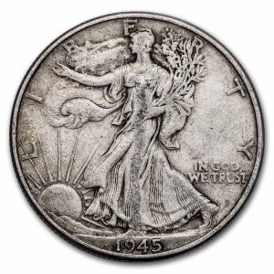 1945 D $0.50 Walking Liberty Half Dollar XF45 Coin