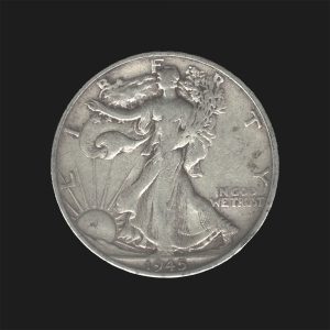 1945 S $0.50 Walking Liberty Half Dollar Fine Coin