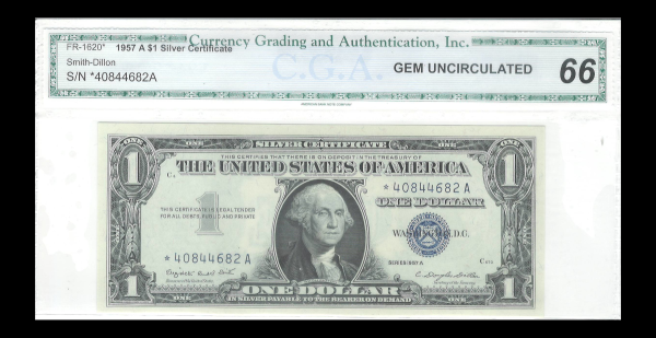 1957 A / STAR $1 Silver Certificate United States GEM Uncirculated G. Washington Note