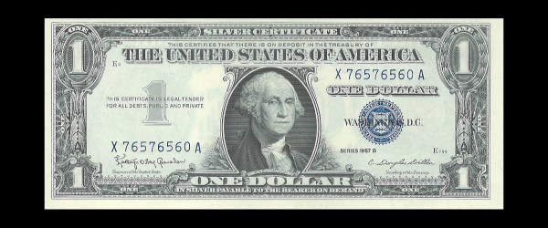 This Pic is nicer then the Note you will get. | 1957 $1 Silver Certificate VG G Washington Note