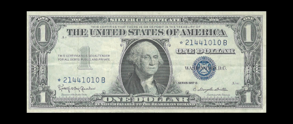 1957 B $1 Silver Certificate Star VF G. Washington Note