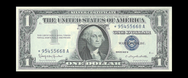 1957 B $1 Silver Certificate STAR AU G Washington Note