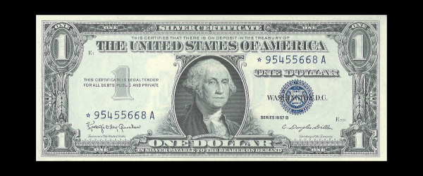 1957 B $1 Silver Certificate AU G. Washington Note