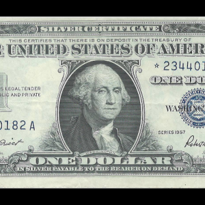 1957 Star $1 Silver Certificate UNC G. Washington Note