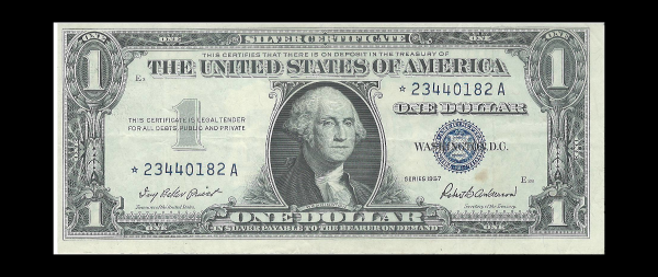 1957 Star $1 Silver Certificate UNC G. Washington Note