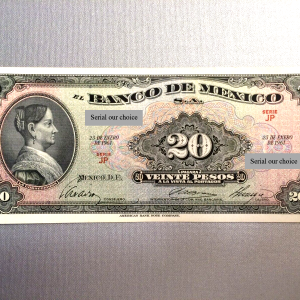 1961 $20 Pesos Mexico La Corregidora Crisp UNC Note
