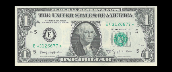 1963 B $1 Federal Reserve Note Signed by Joseph Barr! E Star Crisp UNC G. Washington Note