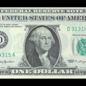1963 $1 Federal Reserve Note D Crisp UNC G. Washington Note