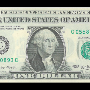 1977 $1 Federal Reserve C Crisp UNC G. Washington Note