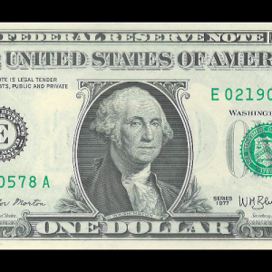 1977 $1 Federal Reserve Note E Crisp UNC G. Washington Note