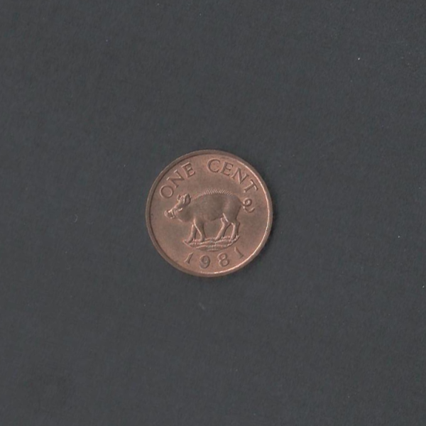 1981 Bermuda $0.01 One Cent 1981 Elizabeth II Bronze AU Coin