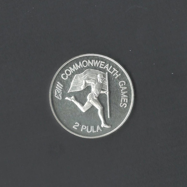 1986 Commemorative Botswana 2 Pula XIII Commonwealth Games Silver BU Proof Coin