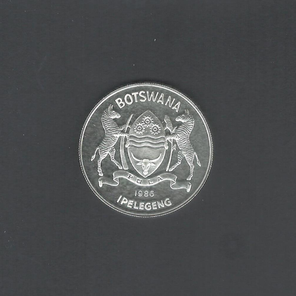 1986 Commemorative Botswana 2 Pula XIII Commonwealth Games Silver BU Proof Coin