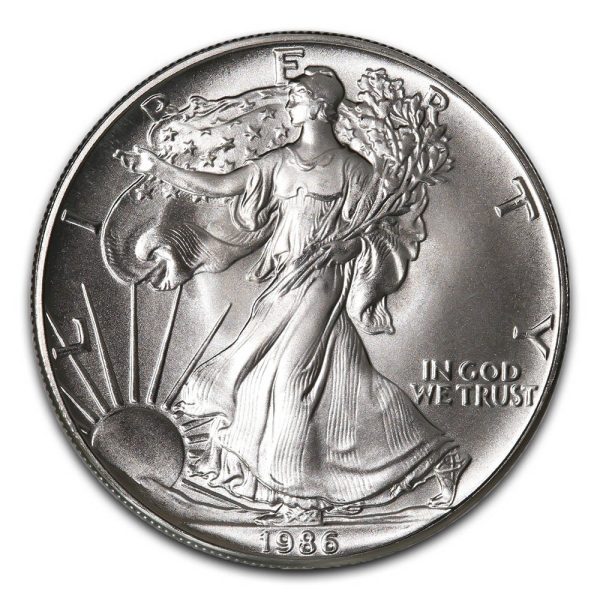 1986 American Silver Eagle Dollar MS65 / BU 31.103 gm / 1 Troy oz Coin