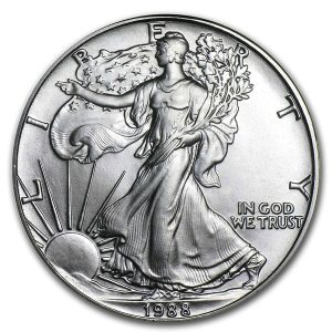 1988 $1 American Silver Eagle Dollar MS68 / BU Coin