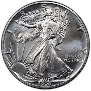 1990 $1 American Silver Eagle Dollar MS68 / BU Coin