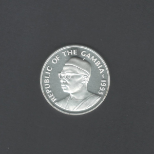 1993 40th Anniversary of Coronation Gambia 20 Dalasis Queen Elizabeth II Silver BU Proof Coin