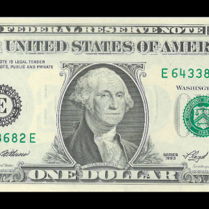 1993 $1 Federal Reserve Note E Crisp UNC G. Washington Note