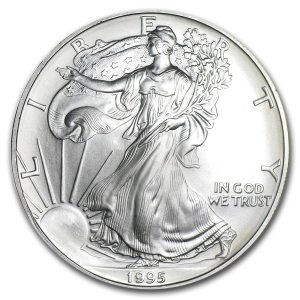 1995 $1 American Silver Eagle Dollar MS66 / BU Coin