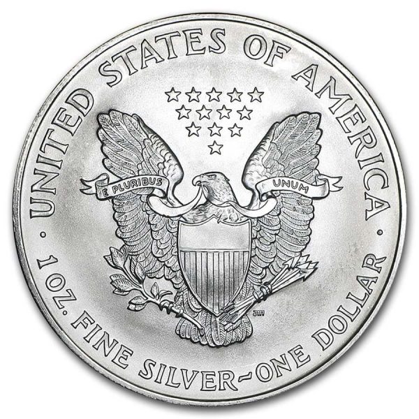 1996 $1 American Silver Eagle Dollar MS63 / BU Coin