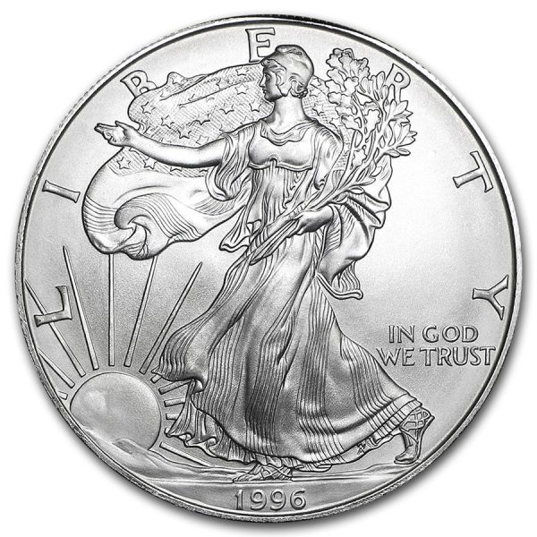 1996 $1 American Silver Eagle Dollar MS63 / BU Coin