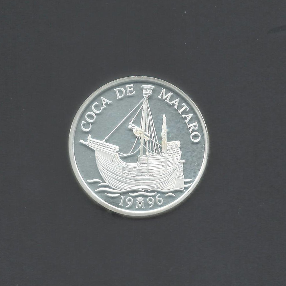 1996 5 ECU Coca De Mataro Castian Cog Silver Proof UNC Spain Coin