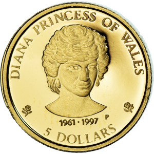 1997 $5 Cook Islands Princess Diana Gold MS69 / BU .9999 Coin