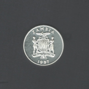 1997 Rare Commemorative issue / Golden Wedding Zambia 1000 Kwacha Crown Silver Jubilee 1947-1997 Silver BU Proof Coin