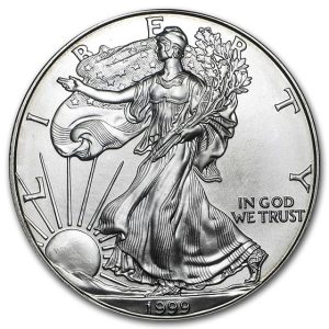 1999 $1 American Silver Eagle Dollar MS64 / BU Coin
