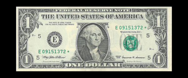 1999 $1 Federal Reserve Note E Star Crisp UNC G. Washington Note